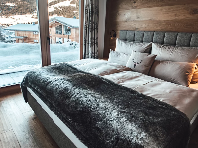 Schlafzimmer des Chalets in den Kitzbüheler Alpen